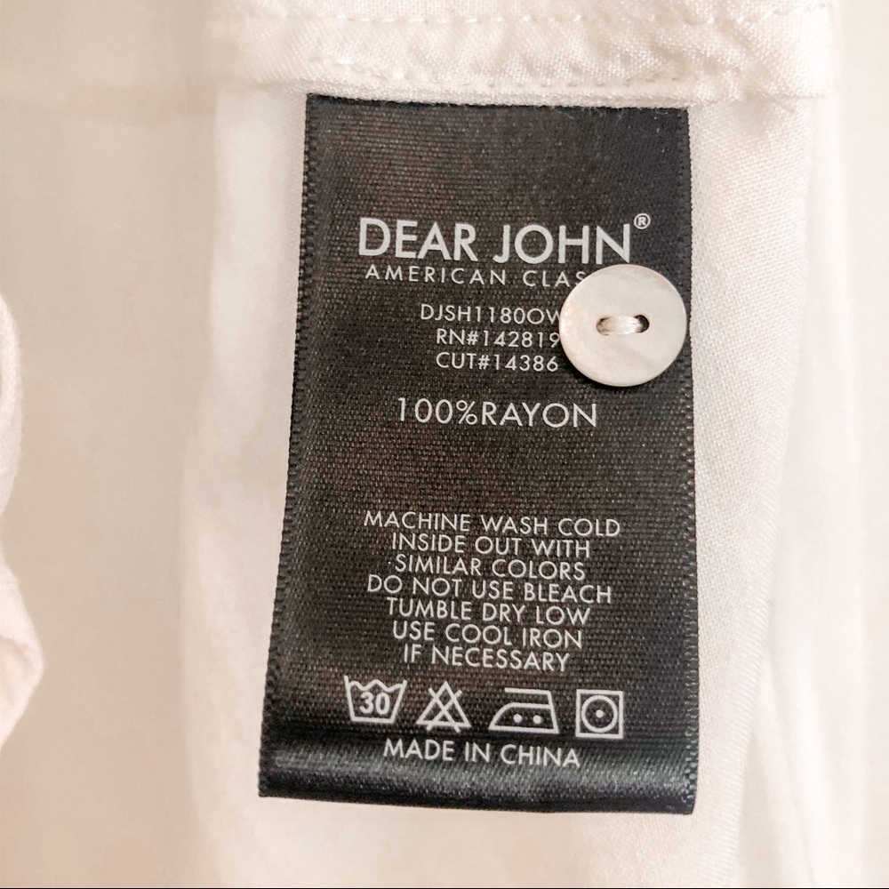 Dear John White Button Down Tunic Blouse Small - image 7